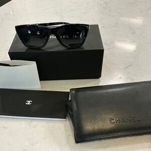 Black Chanel Sunglasses 5442-A with Chanel on Arm